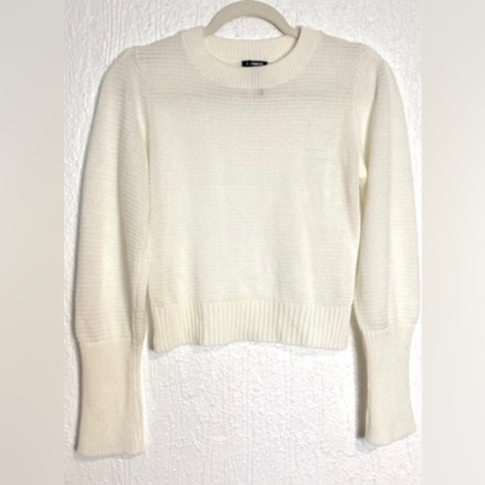 Express cream long sleeve crop sweater